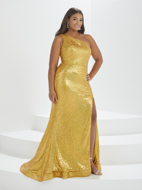 House of Wu 16040 One Shoulder Sleeve Sequins Long Gown