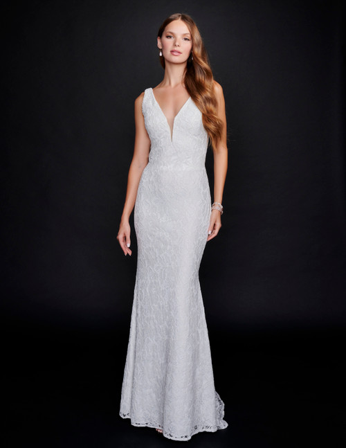 Nina Canacci 1540 Sleeveless Illusion V-neck Wedding Dress