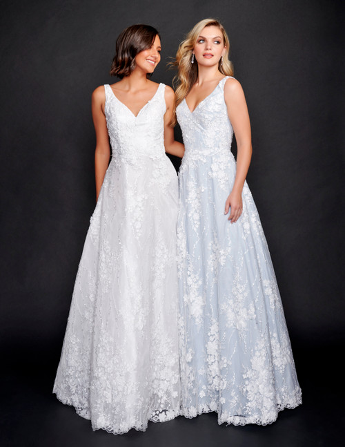Nina Canacci 2348 V-neck 3D Flowered Lace Wedding Dress