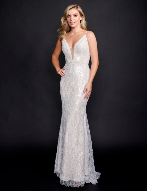 Nina Canacci 2346 Embellished Plunging Neck Wedding Dress