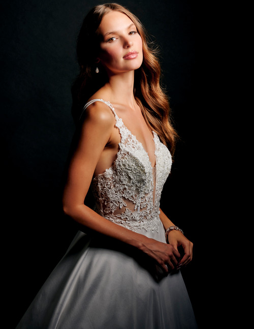 Nina Canacci 3213 Double Straps Sheer Lace Top Wedding Dress