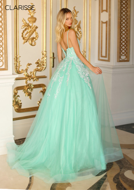 Clarisse 810600 Off Shoulder V-neck Fitted Long Prom Gown