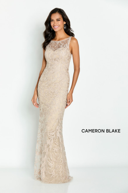 Cameron Blake by Mon Cheri CB136 Mesh Ribbon Lace Long Dress