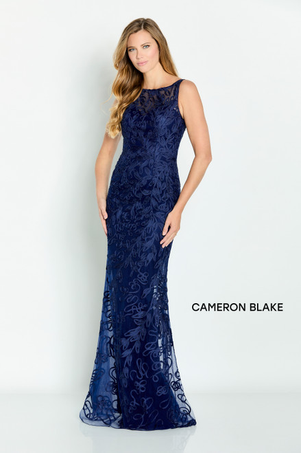 Cameron Blake by Mon Cheri CB136 Mesh Ribbon Lace Long Dress