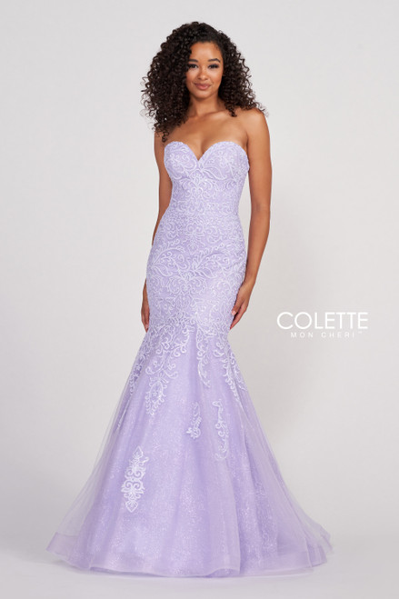 Colette by Daphne CL2005 Novelty Lace Long Prom Dress