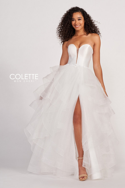 Colette by Mon Cheri CL2006 Mikado Glitter Tulle Prom Dress