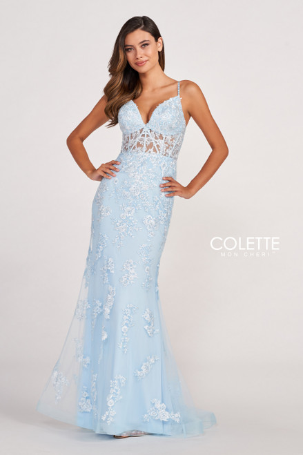 Colette by Daphne CL2007 Novelty Beaded Lace Prom Dress