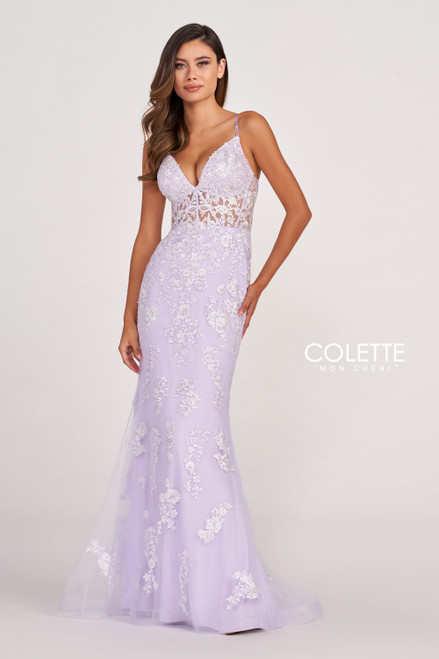 Colette by Daphne CL2007 Novelty Beaded Lace Prom Dress