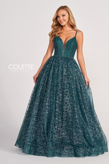 Colette by Daphne CL2018 Novelty Glitter Lace Prom Dress