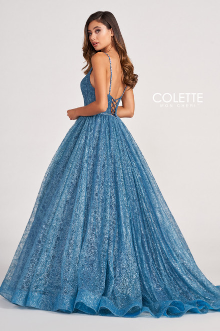 Colette by Daphne CL2018 Novelty Glitter Lace Prom Dress