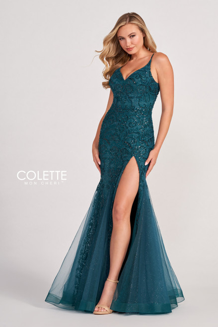 Colette by Daphne CL2024 Novelty Lace Tulle Prom Dress