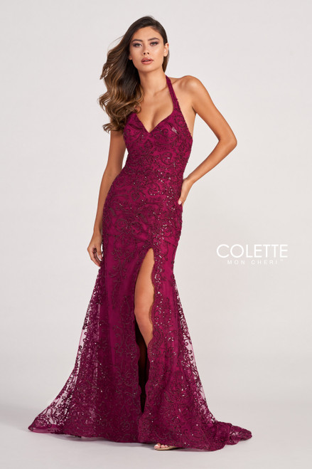 Colette by Daphne CL2027 Novelty Lace Long Prom Dress