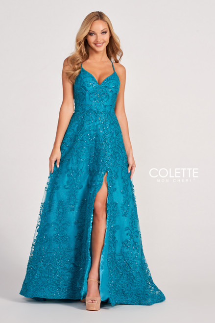 Colette by Daphne CL2028 Novelty Lace Long Prom Dress