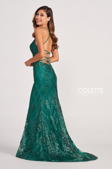 Colette by Daphne CL2031 Novelty Glitter Long Prom Dress