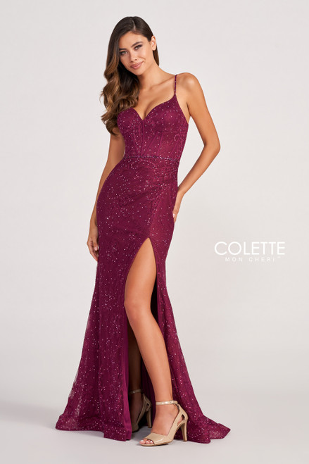 Colette by Daphne CL2037 Stretch Lace Rhinestones Dress