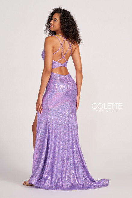 Colette by Daphne CL2038 Stretch Sequin Long Prom Dress