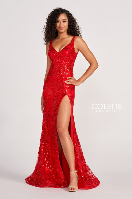 Colette by Daphne CL2040 Novelty Lace Sequins Prom Dress