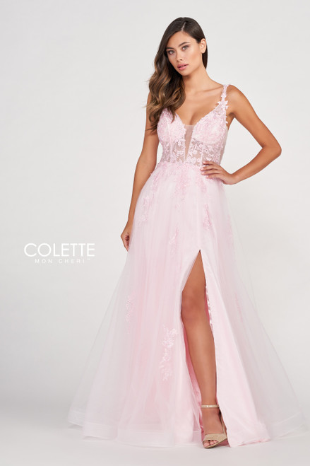 Colette by Daphne CL2074 Tulle Lace Appliques Prom Dress