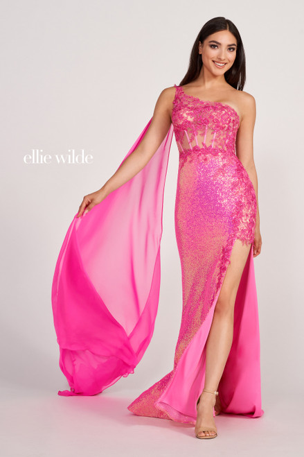 Ellie Wilde by Mon Cheri EW34020 Sequin Fabric Chiffon Dress