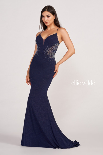 Ellie Wilde by Mon Cheri EW34075 Glitter Jersey Long Dress