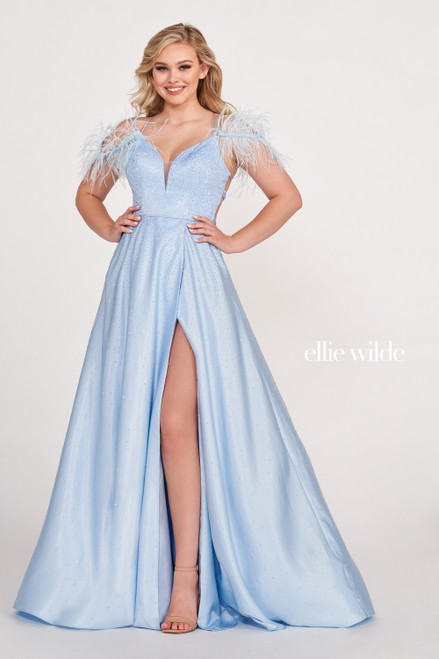 Ellie Wilde by Mon Cheri EW34131 Novelty Satin Feather Dress