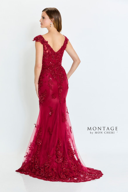 Montage by Mon Cheri M534 Embroidered Tulle Beads Long Dress