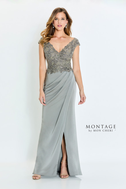 Montage by Mon Cheri M532 Lace Stretch Crepe Long Dress