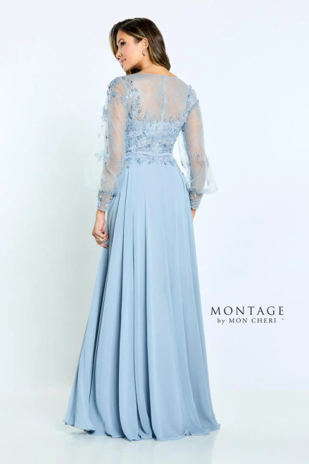 Montage by Mon Cheri M505 Tulle Net Chiffon Beads Lace Dress