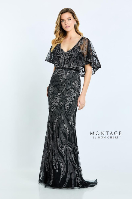 Montage by Mon Cheri M511 Tulle and Ribbon Lace Long Dress