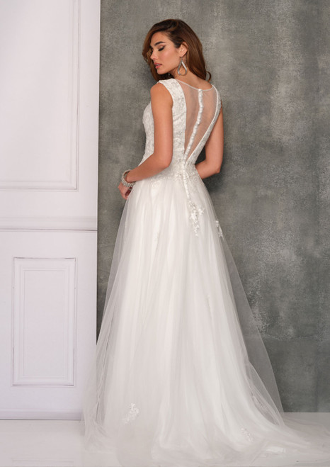 Dave and Johnny 10727 V-Neck Sleeveless Long Bridal Gown