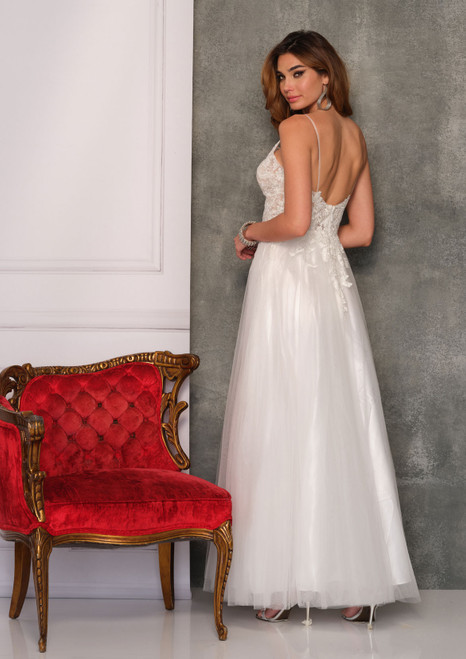 Dave and Johnny 10700 V-Neck Sleeveless Long Bridal Gown