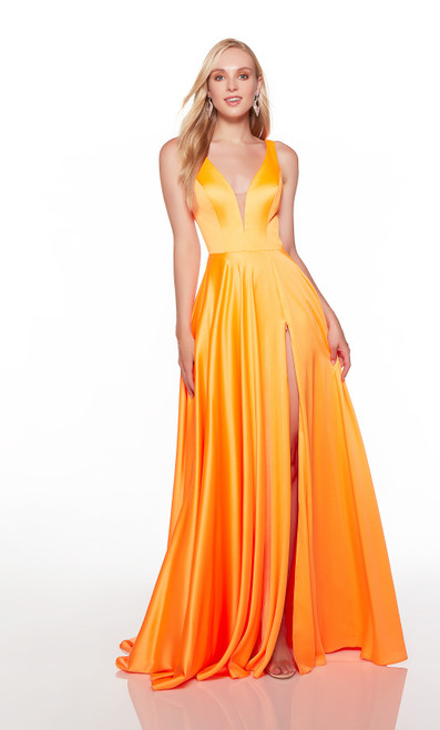 Alyce Paris 1756 Luminous Satin Plunging Neck Formal Dress