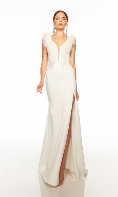 Alyce Paris 7087 Luxe Jersey Plunging Neck Long Bridal Dress