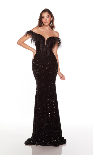 Alyce Paris 61373 Plush Sequins Off The Shoulder Prom Dress