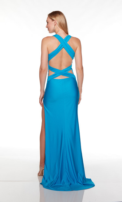 Alyce Paris 61446 Power Jersey Plunging Neck Long Prom Dress