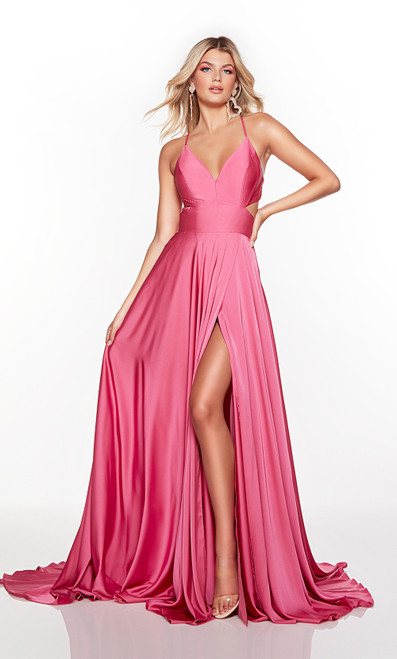 Alyce Paris 61460 Satin Chiffon V-Neck Flowy Long Prom Dress