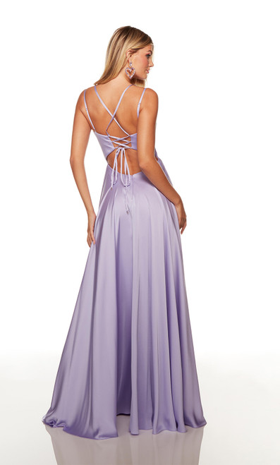 Alyce Paris 61462 Satin Chiffon Cowl Neck Train Prom Dress