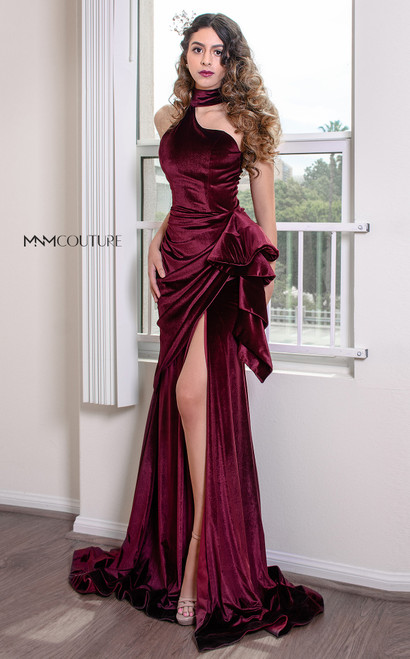 MNM Couture L0038 Velvet Sleeveless Turtle Neck Fitted Dress