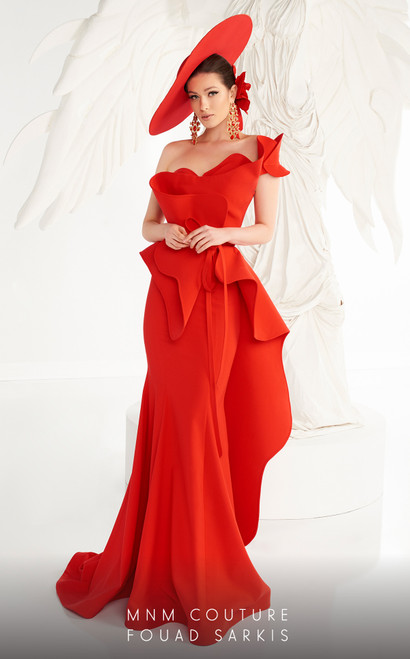 MNM Couture 2553 Off Shoulder Ruffles Sweetheart Neck Dress