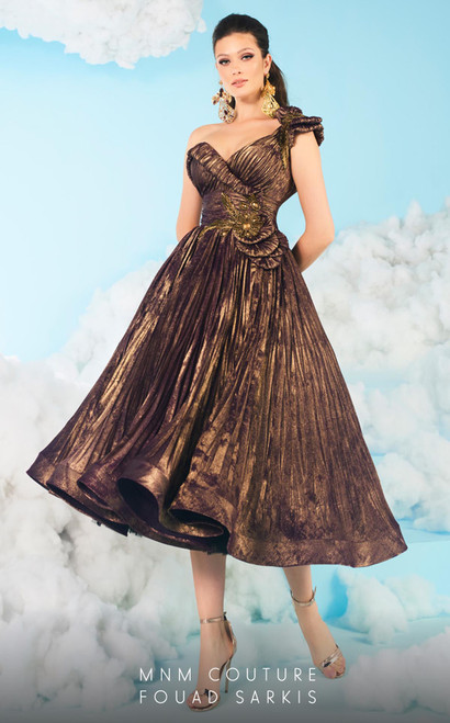 MNM Couture 2617 Metallic Sweetheart Neck Sleeveless Dress