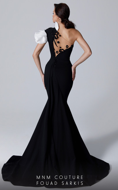 MNM Couture 2736 Sleeveless One Shoulder Beaded Long Dress