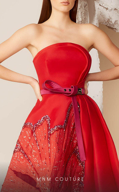MNM Couture E0013 Mikado Strapless Sleeveless Long Dress