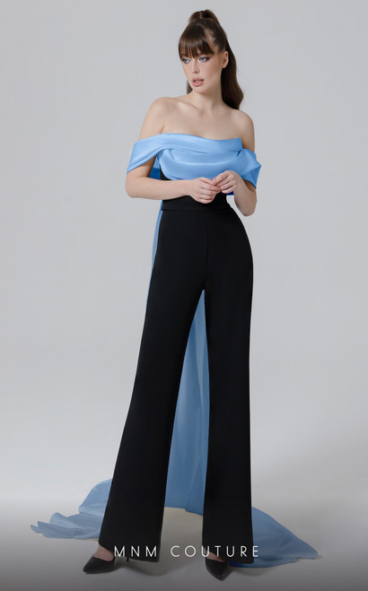 MNM Couture N0456A Satin Strapless Off Shoulder Long Dress