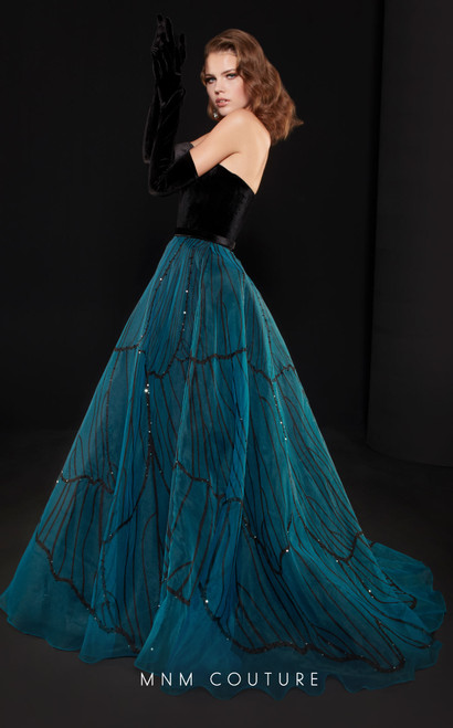 MNM Couture N0518 Velvet Strapless Sweetheart Neck Dress