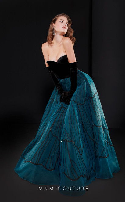 MNM Couture N0518 Velvet Strapless Sweetheart Neck Dress