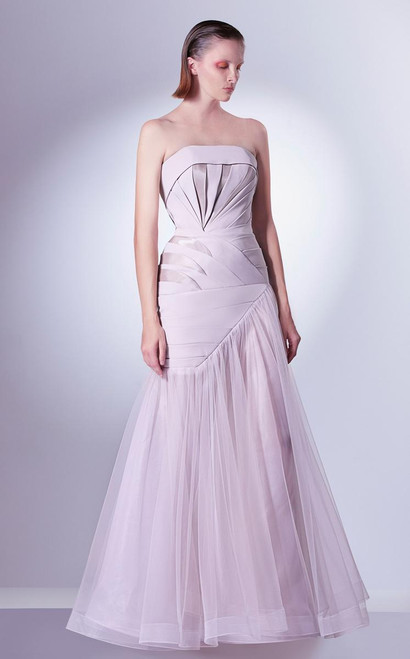 MNM Couture G1343 Chiffon Sleeveless Crepe Trumpet Dress