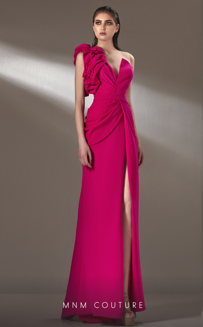 MNM Couture K3904 Crepe Illusion Neck Sleeveless Long Dress