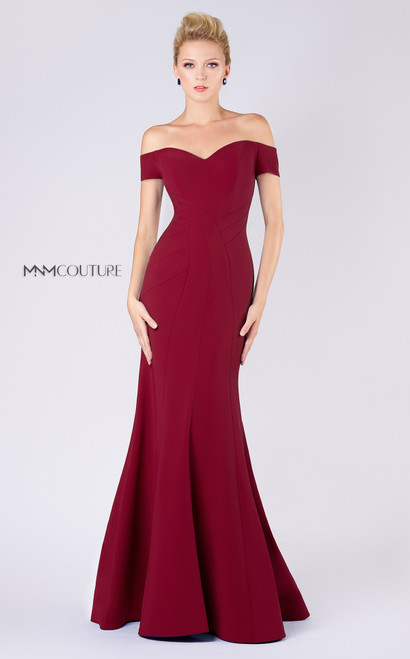 MNM Couture M0005 Crepe Sweetheart Neck Off Shoulder Dress