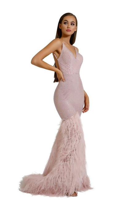 Portia and Scarlett PS6826 Mesh V-Neck Sleeveless Long Gown