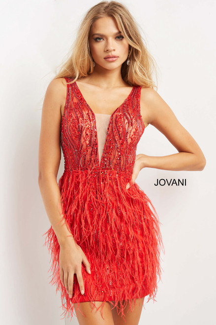 Jovani 04619 Sleeveless Illusion Neck Fitted Short Dress